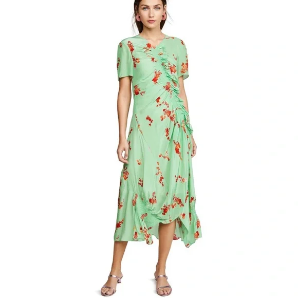 Preen Line | Dresses | Preen Line Serelida Shirred Floralprint Midi Dress  Xs Run Large | Poshmark